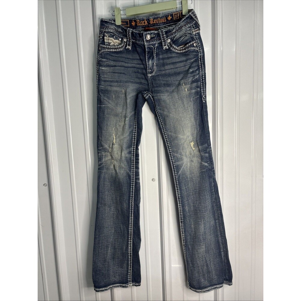 Rock Revival Delu Y2k Embellished Jeans Size 27/32